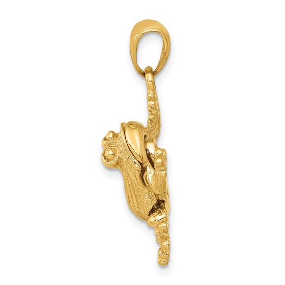 14K Yellow Gold Solid Polished 3-D Moveable Frog Necklace Charm Pendant, Unisex - Picture 2 of 6